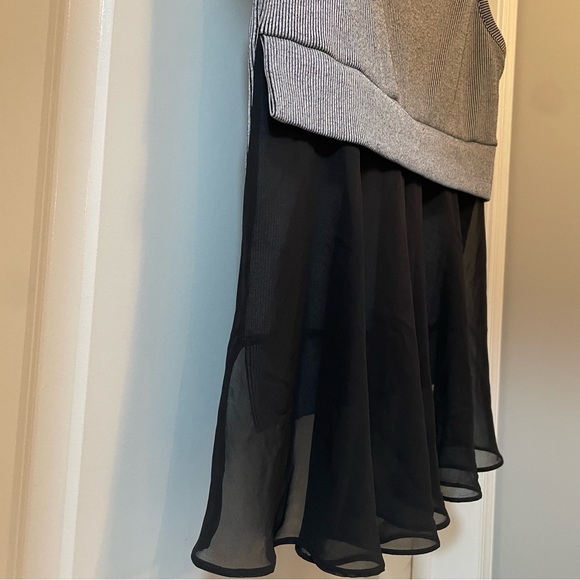 French Connection pin stripe knit sweater vest w/ chiffon drape vest size S - Picture 5 of 16